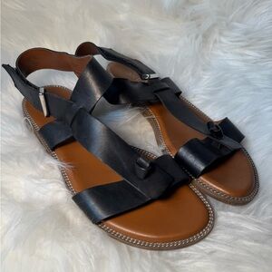 Franco Sarto Black and Tan Sandals